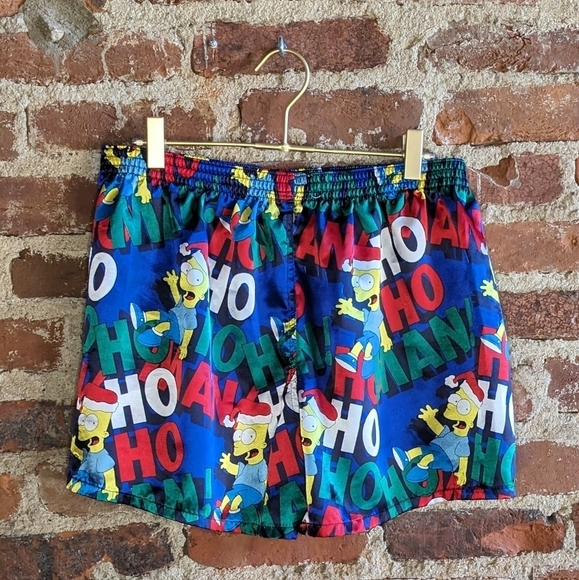 St. Tropez XL Bart Simpson Santa Hat Christmas Satin Blend Boxers - Picture 4 of 5